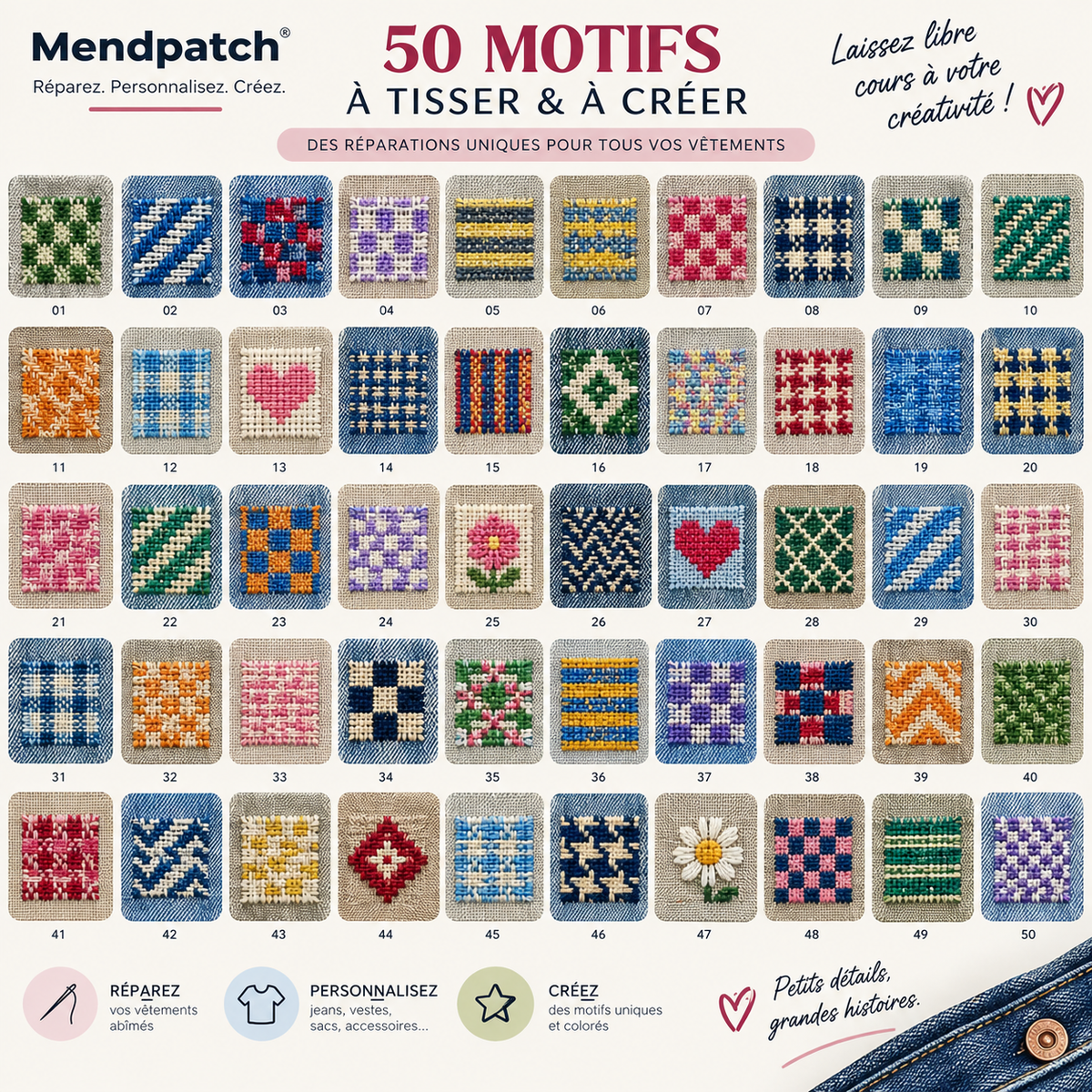 Mendpatch™ – E-book numérique : 50 Motifs Créatifs